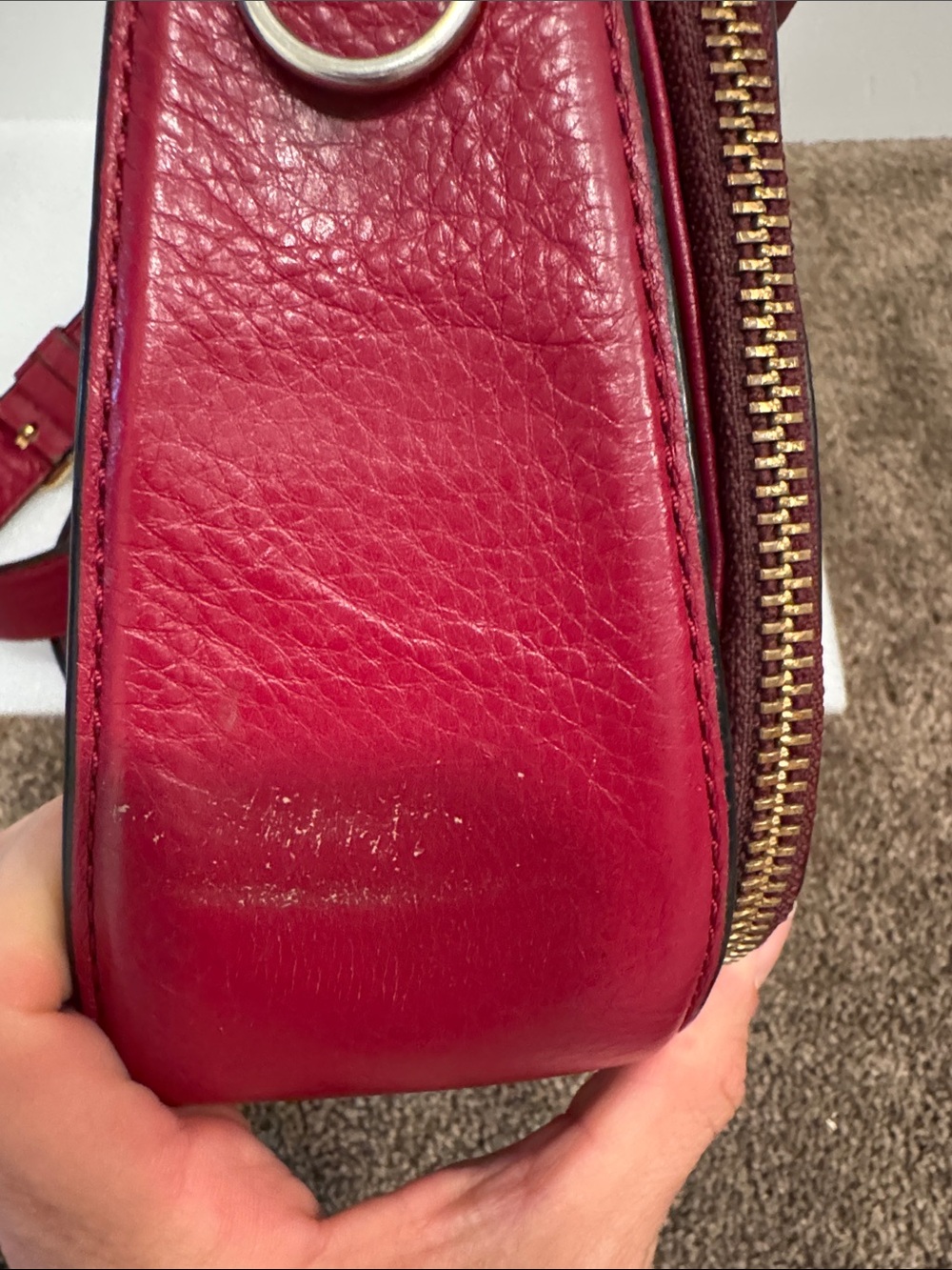 Marc Jacobs Recruit Nomad saddle bag red pebbled leather sample crossbody bag - Picture 8 of 13